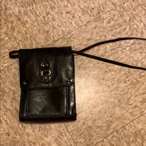 Black leather shoulder bag